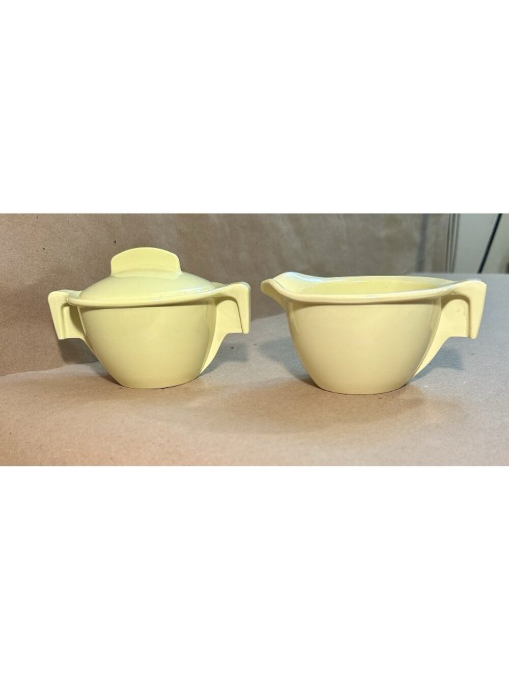 Vintage Meladur Yellow Sugar Bowl & Creamer by General American